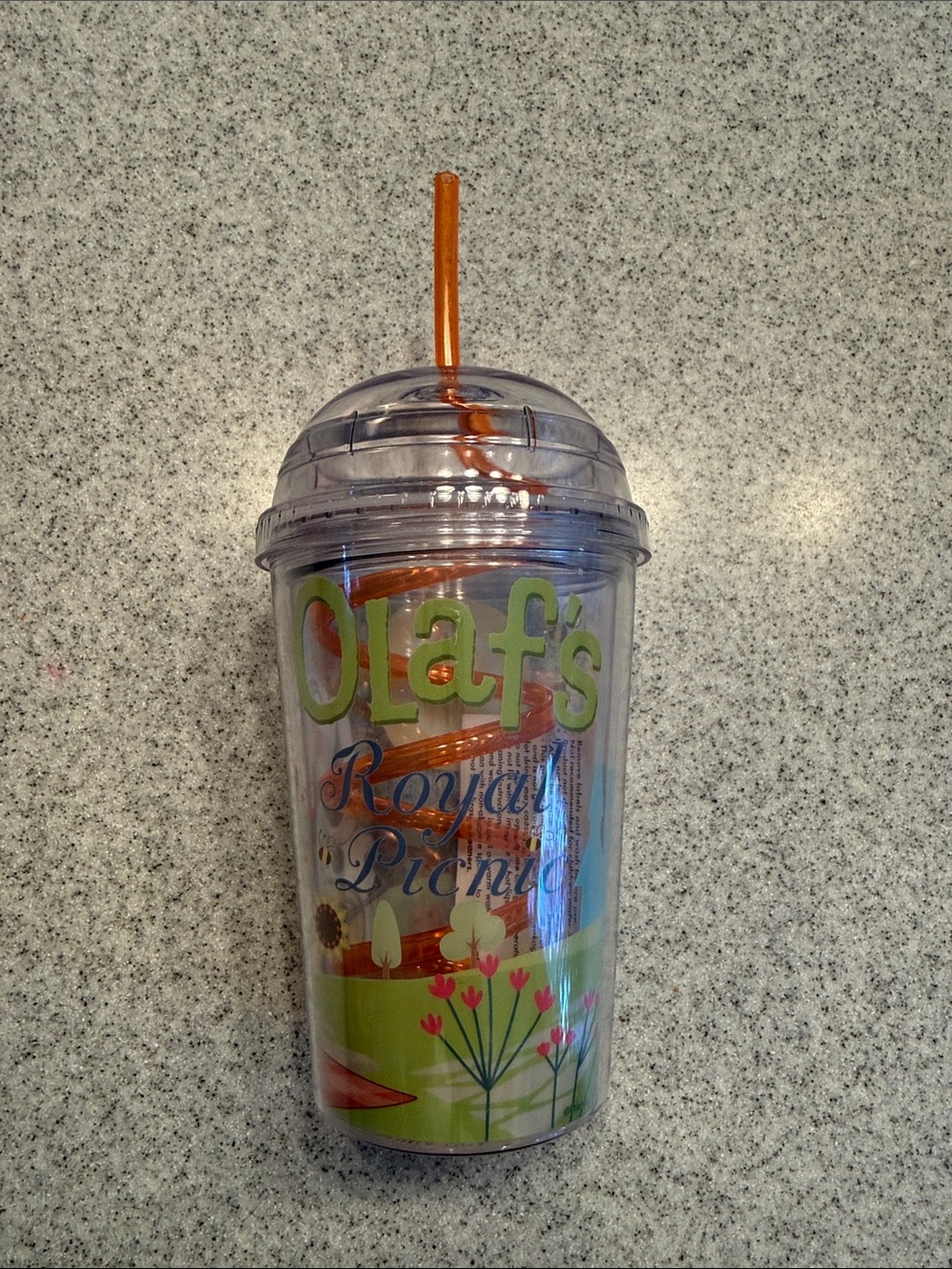 NWT Olaf's Frozen Disney Cruise Royal Picnic Clear Tumbler Cup Lid with Straw